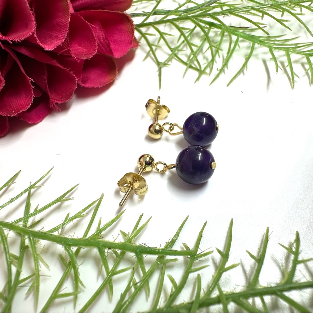 NEW⚜️ AMETHYST Drop Beaded Earrings - Picture 4 of 7